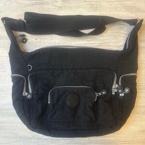 Kipling Europa Black Nylon Bag 12" × 16" Multi-Pocket